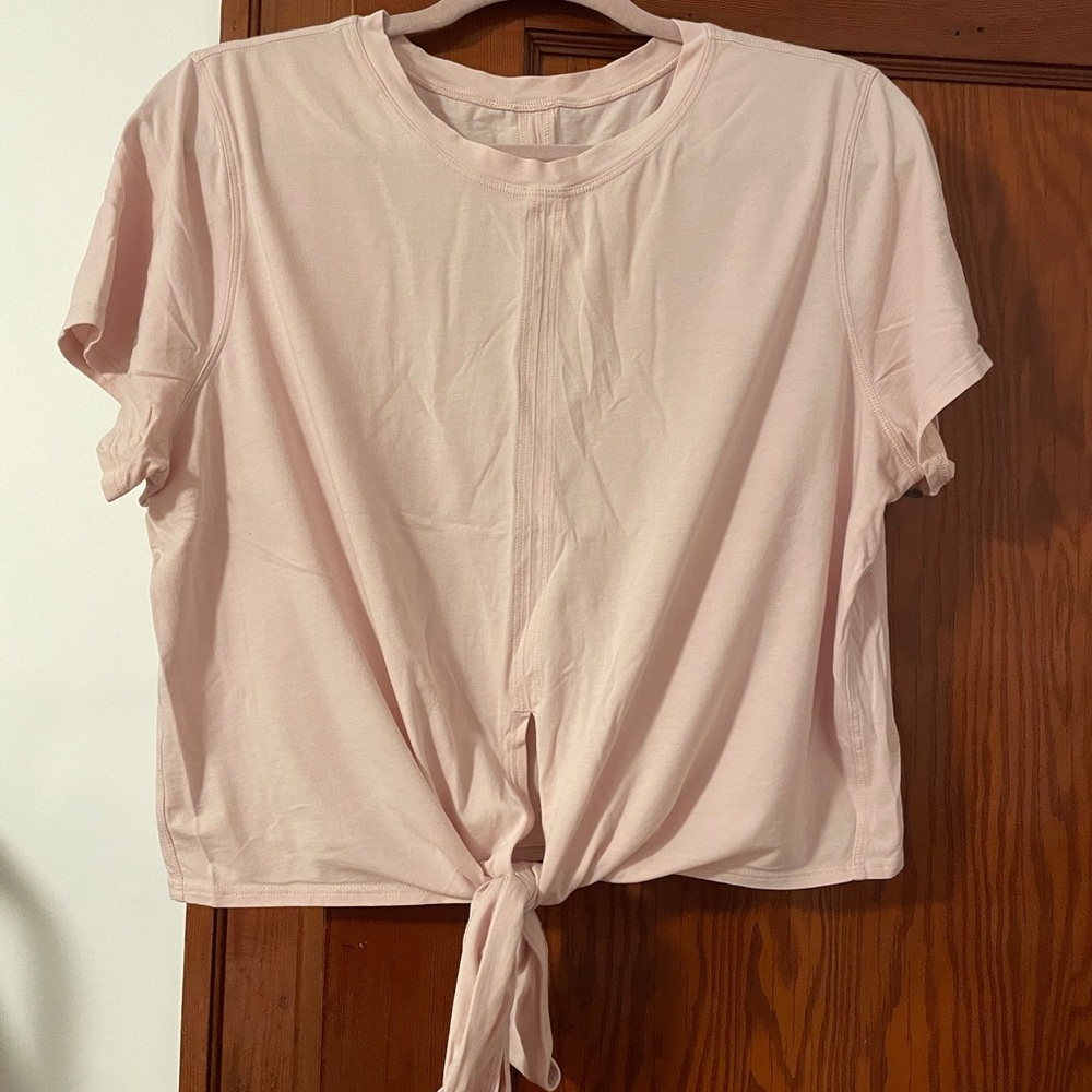 Baby Pink Lululemon Front Tie Tee